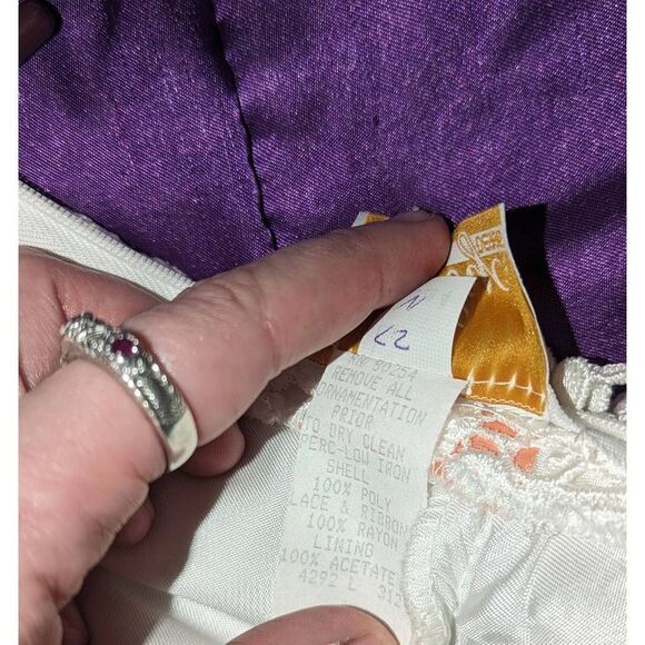 Vintage 90s Alyce Designs White Lace Coquette Dress - Picture 9 of 13